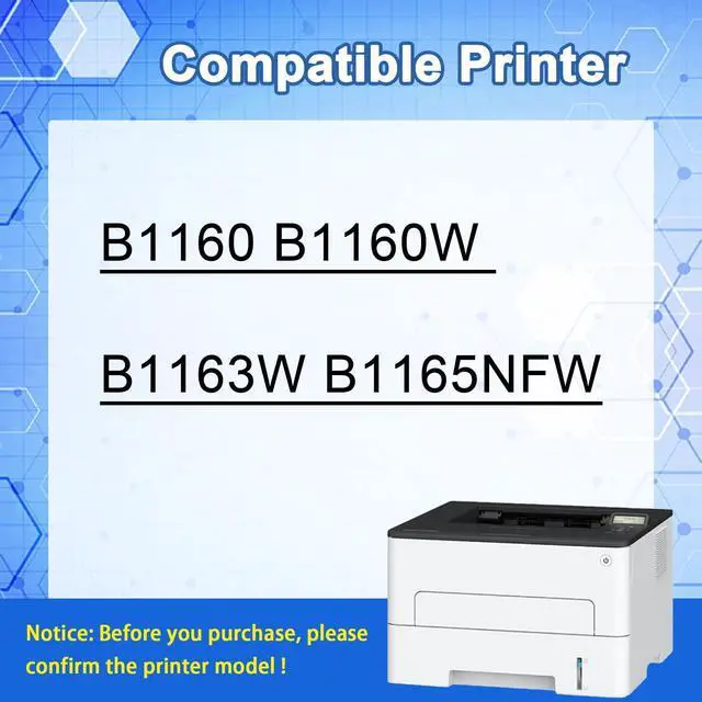 Alt view image 9 of 14 - B1160 1160 331-7335 Compatible Toner Cartridge for Dell B1160W B1160 B1163W B1165NFW B116X Printer YK1PM 1500 Pages Black 2-Pack