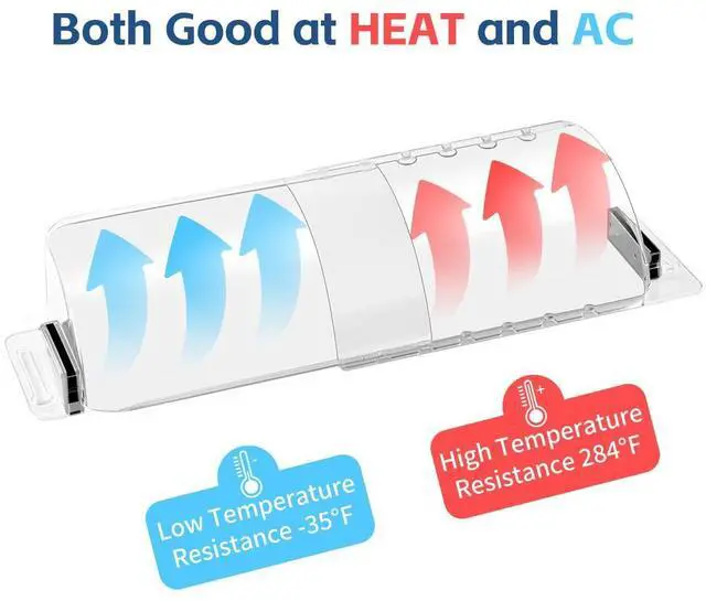 Alt view image 12 of 14 - 2-Pack Register Vent Deflector, Aerospace-Grade Clear Design, 8.5-15 in | 200% stronger magnet grip, Anti-drop slots, 3 mounting methods, -35°F to 284°F for Ceiling/Floor/Wall Registers