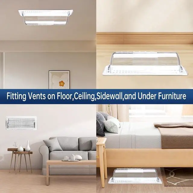 Alt view image 13 of 14 - 2-Pack Register Vent Deflector, Aerospace-Grade Clear Design, 8.5-15 in | 200% stronger magnet grip, Anti-drop slots, 3 mounting methods, -35°F to 284°F for Ceiling/Floor/Wall Registers