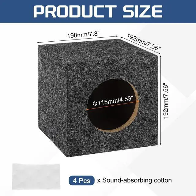 Alt view image 9 of 14 - 5 Inch Ported Wooden Speaker Enclosure, Gray Single Vented Subwoofer Box Car Audio Truck Speaker Box for DIY Home Vehicles Audio Custom Sound Supplies