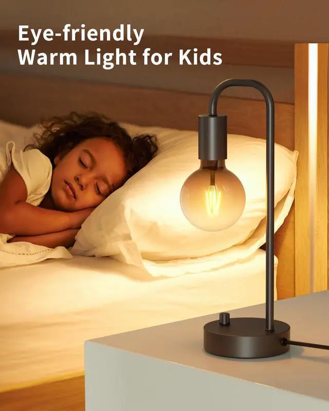 Alt view image 11 of 14 - Industrial Table Lamp for Bedroom, Fully Dimmable Modern Bedside Lamps with 2700K Warm Light Bulb for Kids Reading, Minimalist Nightstand Lamps for Living Room, Office (Bulb Included)