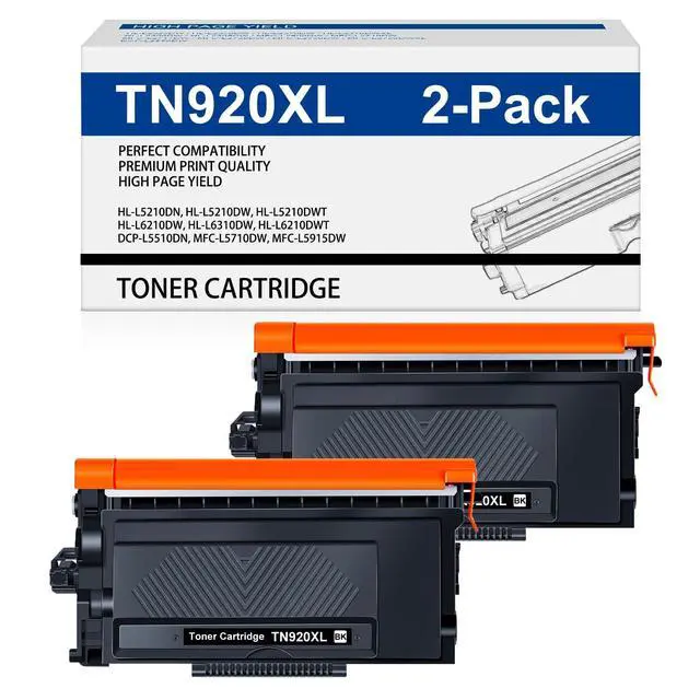 Alt view image 6 of 10 - TN920XL Toner Cartridge Compatible for TN920 TN-920XL TN920XXL MFC-L5915DW Toner Cartridges for HL-L6210DW HL-L6310DW HL-L5210DN HL-L5210DW HL-L5210DWT MFC-L5710DW(2Pack, Black)