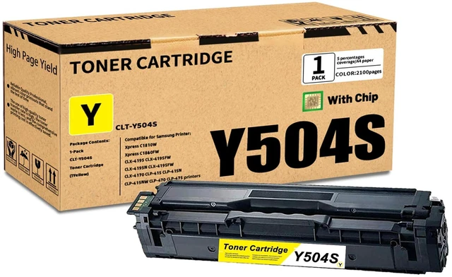 Alt view image 2 of 2 - 1 Pack CLT-Y504S(SU506A) Yellow Toner Cartridge, Compatible for Samsung CLT-Y504S (SU506A) CLT-Y504S(SU506A) Toner Replacement for Xpress C1810W C1860FW CLX-4195 CLX-4170 CLP-415 CLP-470 475 Printer