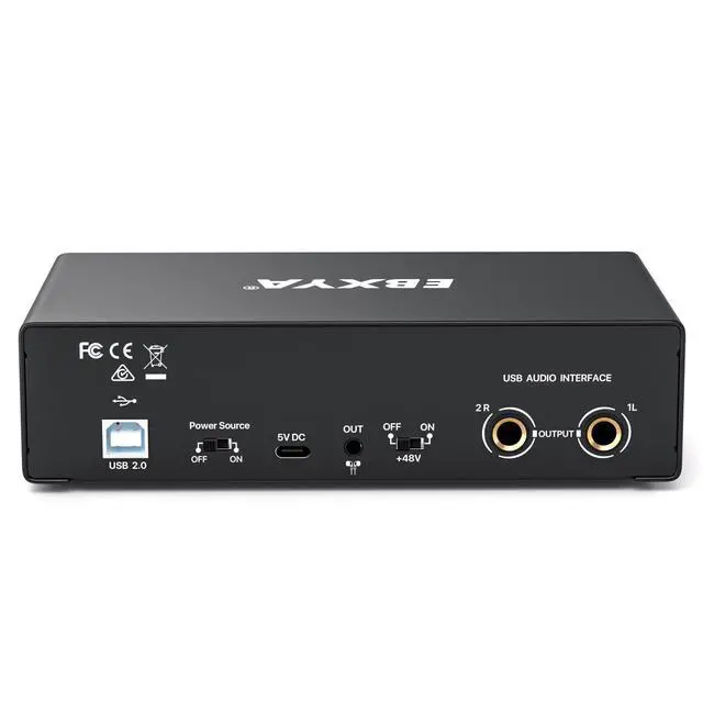 Alt view image 11 of 14 - 2x2 Audio Interface - 24-bit/192kHz USB Recording Sound Card | 48V Phantom Power, for PC and Mac, Studio, Guitar, Podcast, Streaming(Metallic Black)