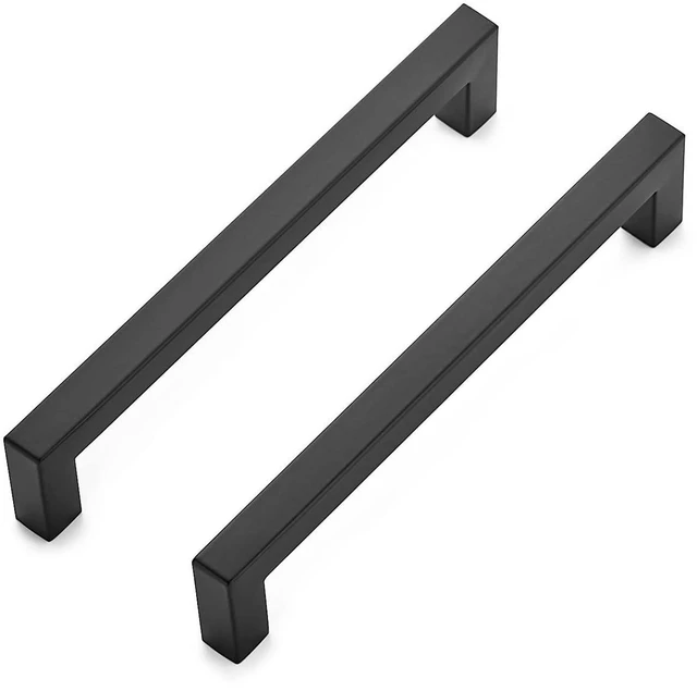 Alt view image 8 of 14 - Matte Black Cabinet Handles Square Pulls 6-1/4 Inch 30 Pack | Stainless Steel, Square Bar Grip, Drawer Pulls, Kitchen Cabinet Hardware, For Cupboards, Drawers, Dressers, Cabinets