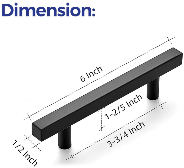 Alt view image 10 of 14 - Matte Black Cabinet Hardware Square Pulls, 3.75 Inch, 30 Pack | 6 Inch Overall Length, Stainless Steel, Round Foot Base, Kitchen Drawer Handles, For Cupboards, Dressers, Cabinets
