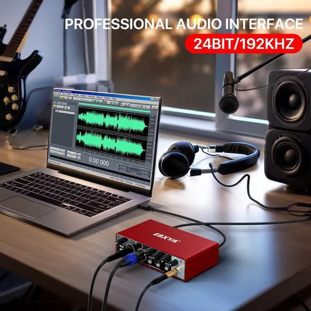 Alt view image 11 of 14 - 2x2 Audio Interface - 24-bit/192kHz USB Recording Sound Card | 48V Phantom Power, for PC and Mac, Studio, Guitar, Podcast, Streaming(Metallic Red)