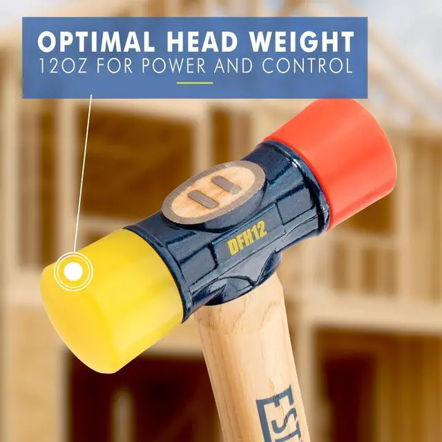 Alt view image 9 of 12 - 12 oz Rubber Mallet, Forged Steel Hammer, Built for Durability | Made in USA, Triple Wedge Construction, Built For The Pro, Multi-Use Mallet, Genuine Hickory Handle