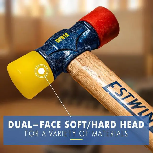 Alt view image 10 of 12 - 12 oz Rubber Mallet, Forged Steel Hammer, Built for Durability | Made in USA, Triple Wedge Construction, Built For The Pro, Multi-Use Mallet, Genuine Hickory Handle