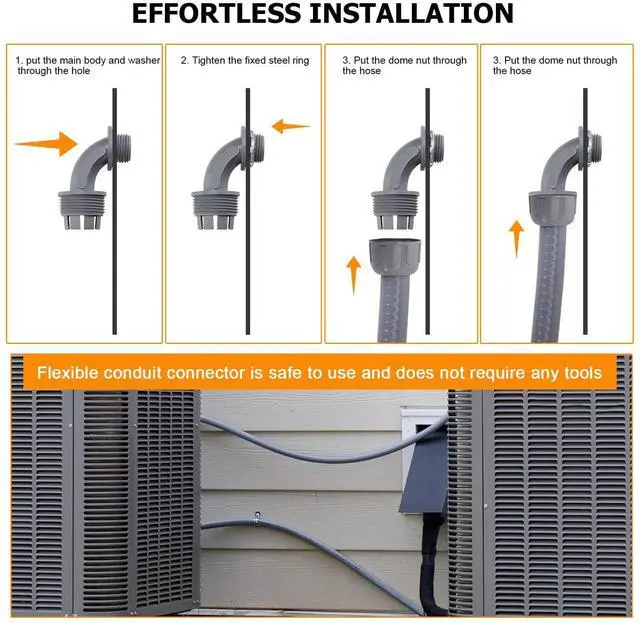 Alt view image 10 of 12 - Liquid-Tight Conduit and Connector Kit,Flexible Non Metallic Liquid Tight Electrical Conduit,3/4inch 25ft Electrical Conduit Kit,with 8 Straight and 8 Angle Fittings Included,3/4 in. Dia