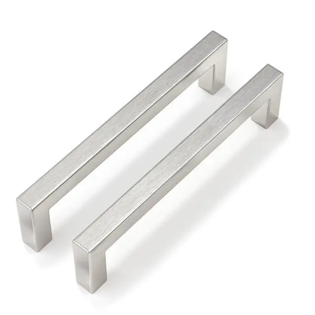 Alt view image 7 of 12 - Brushed Nickel Cabinet Pulls 30 Pack 5 Inch, Square Drawer Handles, Stainless Steel, Screws Included, Silver Kitchen Hardware for Cupboard Closet Furniture Upgrade
