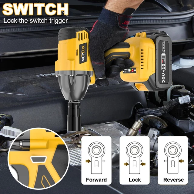 Alt view image 11 of 14 - 4.0Ah Battery Cordless Impact Wrench, Brushless 1/2 Impact Gun, 320Ft-lbs(430N.m) 20V High Torque Power Impact Driver, Electric Impact for Car Home