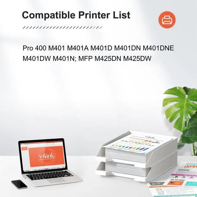 Alt view image 8 of 12 - CF280A Toner Compatible for HP 80A Toner Cartridge 4-Pack Black | Replacement for Pro 400 M401 M401A M401N M401D M401DN M401DNE M401DW MFP M425 M425DN M425DW Printer