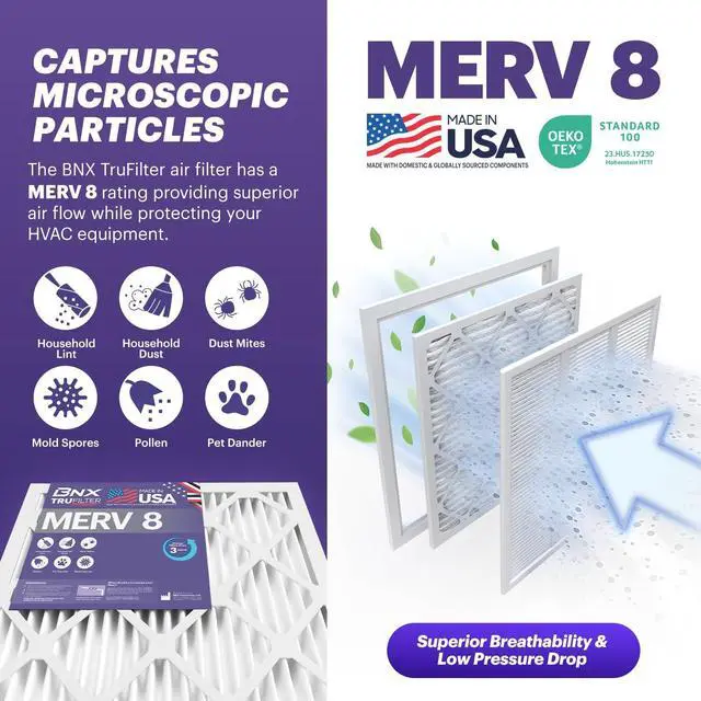 Alt view image 10 of 14 - TruFilter 10x30x1 Air Filter MERV 8 (4-Pack) - MADE IN USA Dust & Pet Defense Electrostatic Pleated Air Conditioner HVAC AC Furnace Filters for Dust, Pet, Mold, Pollen MPR 600 700 & FPR 5