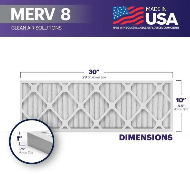 Alt view image 9 of 14 - TruFilter 10x30x1 Air Filter MERV 8 (4-Pack) - MADE IN USA Dust & Pet Defense Electrostatic Pleated Air Conditioner HVAC AC Furnace Filters for Dust, Pet, Mold, Pollen MPR 600 700 & FPR 5
