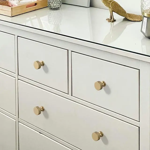 Alt view image 12 of 14 - Champagne Bronze Knurled Cabinet Knobs Round Drawer Pulls 10 Pack | Solid Aluminum alloy, 1.2 Inch Diameter, textured finish hardware pulls for dressers, drawers, cupboard, bathroom