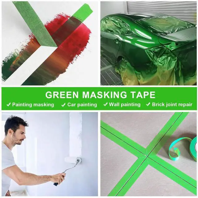 Alt view image 10 of 14 - Painters Tape - Painting Tape for Car Paint Green - 1 inch x 60 Yards Paint Tape for Walls Painting, Automotive, Labeling, DIY Crafting, Decoration and School Projects, 6 Pack