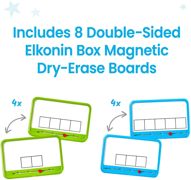 Alt view image 10 of 14 - Elkonin Boxes Magnetic Dry Erase Boards Set, Phonemic Awareness, Speech Therapy Materials, Letter Sounds for Kindergarten Phonics, Science of Reading Manipulatives (Set of 8), White