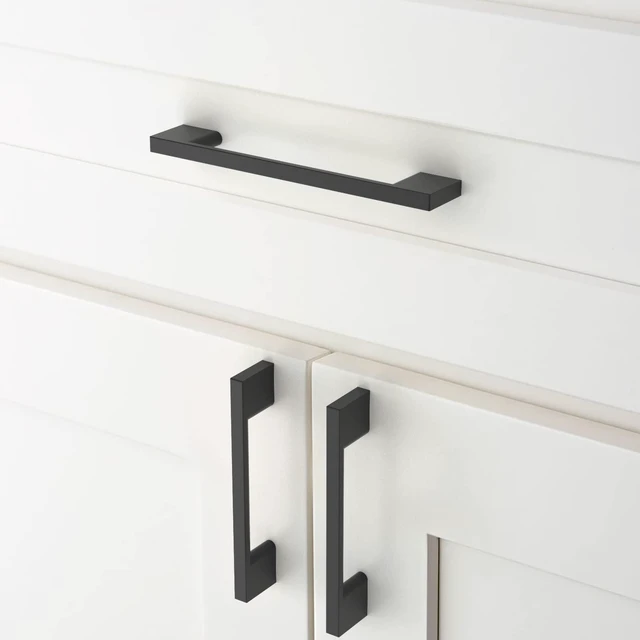 Alt view image 11 of 14 - 10 Pack Matte Black Cabinet Pulls 5 Inch(128MM) Hole Centers Kitchen Cabinet Handles Cabinet Hardware Kitchen Handles for Cabinets Cupboard Handles Drawer Pulls ZH0060