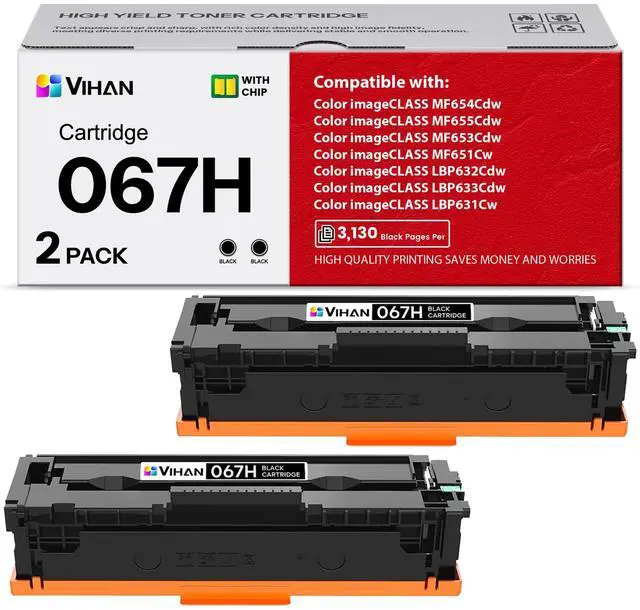 Alt view image 7 of 12 - 067H Black Toner Cartridge 2 Pack Replacement for Canon 067 067H Black imageCLASS LBP633Cdw MF656Cdw LBP632Cdw MF653Cdw MF654Cdw Printer Ink