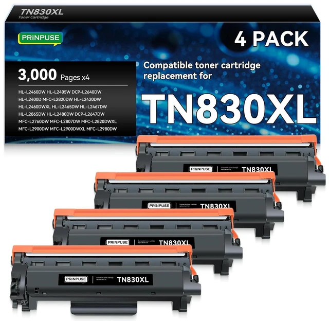 Alt view image 2 of 2 - TN830XL 830XL Toner Cartridge Compatible Replacements for Brother TN830 TN830XL Toner Cartridge Work with Brother Printer HL-L2405W HL-L2460DW DCP-L2640DW MFC-L2820DW MFC-L2900DW,4 Black