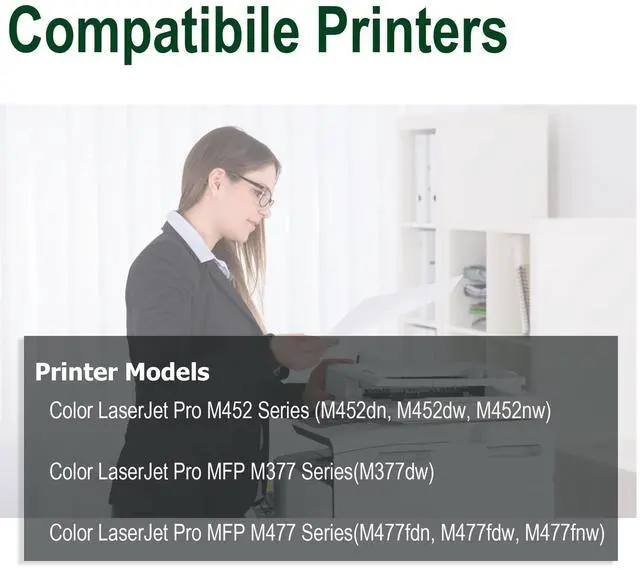 Alt view image 8 of 12 - 410A Black Toner Cartridge 2 Pack MFP M477fnw M477fdw M477fdn M452dn M452nw | Compatible for HP Color Laser Pro M477fnw M477fdw M477fdn M452dn M452nw M452 M477 Toner
