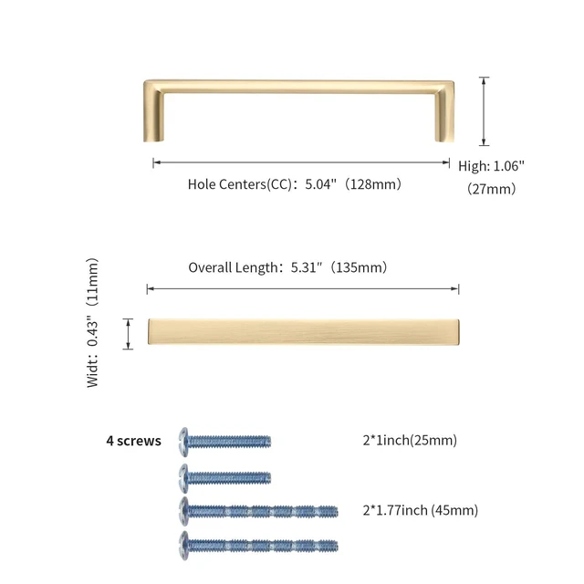 Alt view image 8 of 12 - 10 Pack 5 Inch Brushed Gold Cabinet Pulls, Kitchen Hardware | Brushed Brass Cabinet Pulls, Heavy-Duty Solid Zinc, Ergonomics, Durability, Kitchen Handles for Drawers Dressers Cupboard