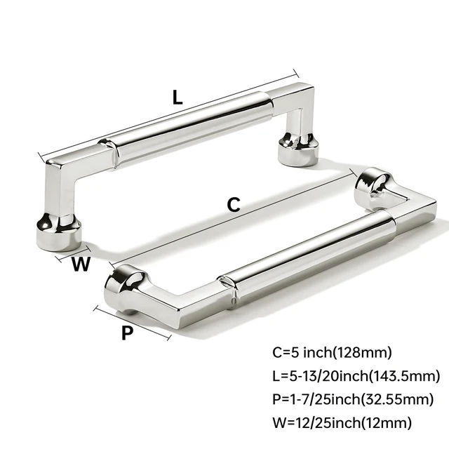 Alt view image 9 of 14 - 10-Pack 5-Inch(128mm) Polished Nickel Cabinet Pulls,Heavy-Duty Solid Handles for Kitchen Cabinets, Cupboards, Drawers and Bathroom Hardware