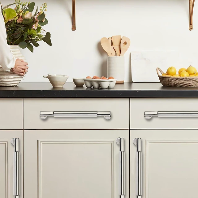Alt view image 11 of 14 - 10-Pack 5-Inch(128mm) Polished Nickel Cabinet Pulls,Heavy-Duty Solid Handles for Kitchen Cabinets, Cupboards, Drawers and Bathroom Hardware