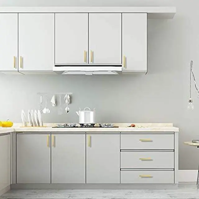 Alt view image 14 of 14 - Brushed Brass Cabinet Knobs, Single Hole Drawer Pulls, 10 Pack | Stainless Steel Knobs, Square Cabinet Hardware for Bathroom, Bedroom, Cupboards, Drawers, Dressers, Screws Included