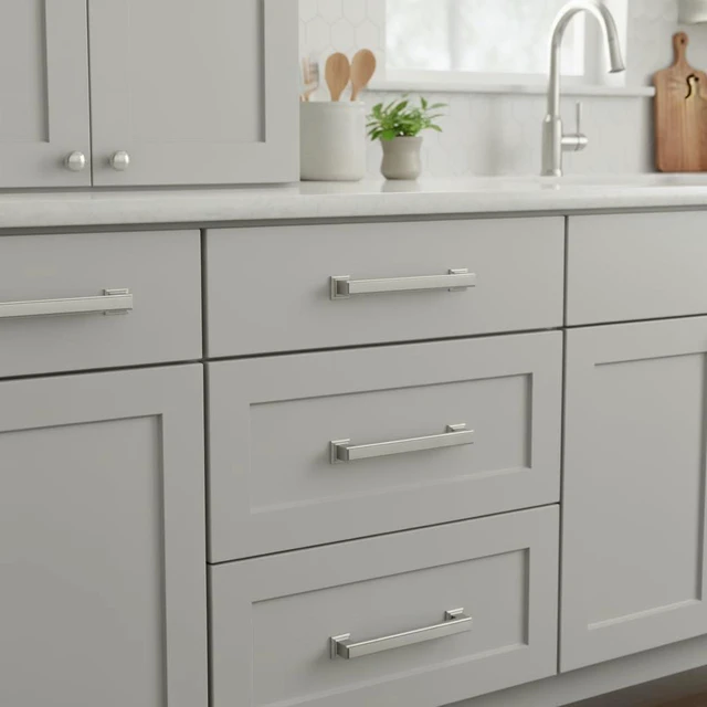 Alt view image 11 of 14 - Brushed Satin Nickel Cabinet Pulls and Handles 10 Pack, AL3071SN | 5 Inch Hole Center, Solid Metal Build, Rectangle Decorative Hardware Handles, for Cabinets and Drawers