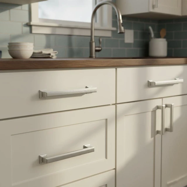 Alt view image 10 of 14 - Brushed Satin Nickel Cabinet Pulls and Handles 10 Pack, AL3071SN | 5 Inch Hole Center, Solid Metal Build, Rectangle Decorative Hardware Handles, for Cabinets and Drawers