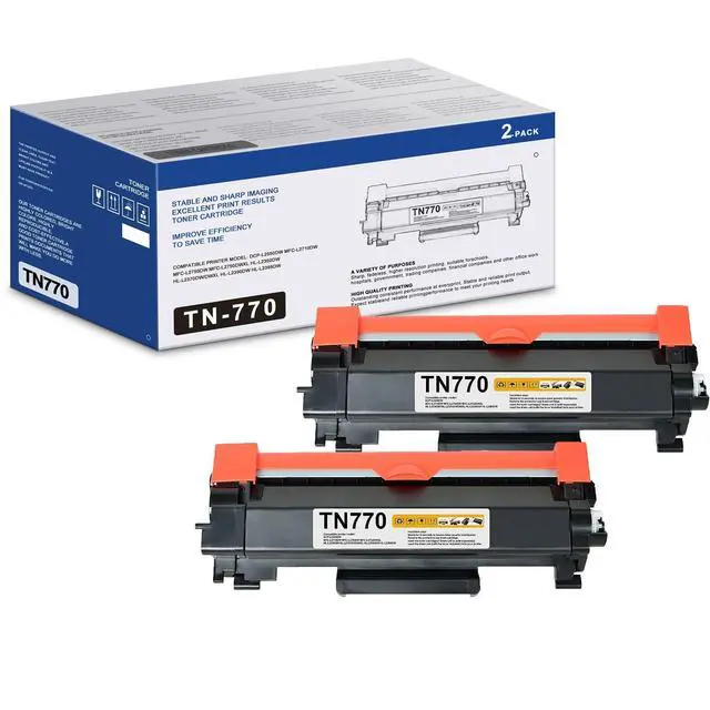 Alt view image 8 of 14 - TN770 Toner Cartridge for Brother Printer - TN-770 Toner Compatible for HL-L2370DW, HL-L2370DW XL, MFC-L2750DW, MFC-L2750DW XL, TN770 2-Pack Super High Yield Black, (5,000 Pages/ Cartridge)