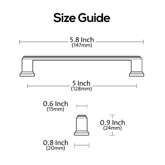 Alt view image 13 of 14 - Brushed Satin Nickel Cabinet Pulls and Handles 10 Pack, AL3071SN | 5 Inch Hole Center, Solid Metal Build, Rectangle Decorative Hardware Handles, for Cabinets and Drawers