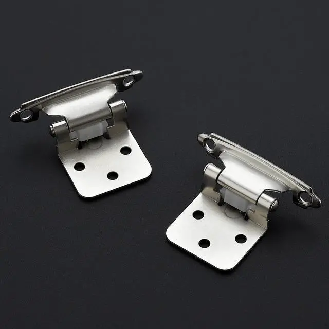 Alt view image 9 of 14 - Satin Nickel Kitchen Cabinet Hinges, 1/2" Overlay, 50 Pack | Self-Closing Design,Semi Wrap Around Hinge,for Face Frame Cupboard, Silver Face Mount Cabinet Hardware,with Screwdriver