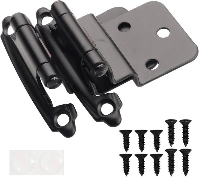 Alt view image 8 of 14 - 3/8" Inset Cabinet Hinges Black (25 Pair -50 Pcs) Offset Self Closing Matte Black Cabinet Hinges for Kitchen Cabinets w/Bumpers & Upgraded Screws