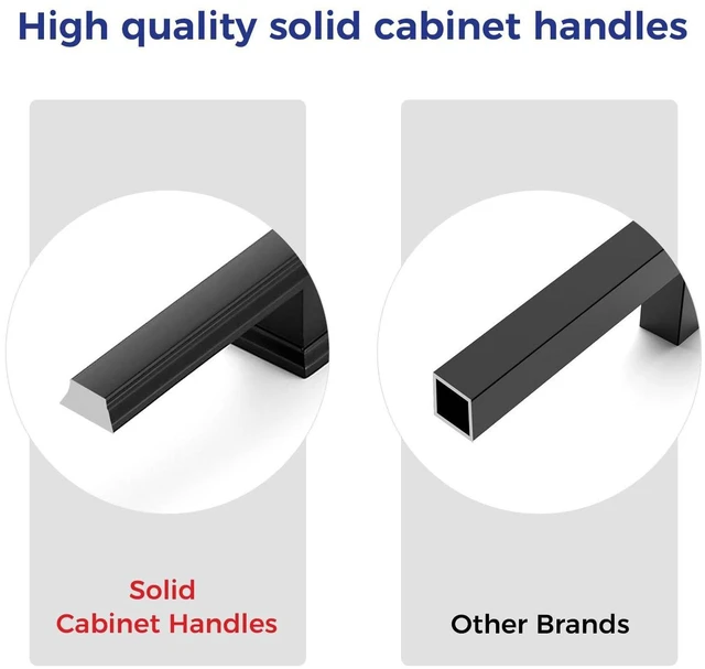 Alt view image 10 of 14 - Matte Black Cabinet Pulls, 5 Inch (128mm), 10 Pack | Zinc Alloy Handles, Square Bar Grip, Kitchen Cabinet Update, For Cupboards, Drawers, Dressers, Furniture Hardware Projects