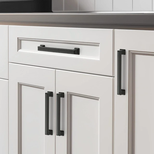 Alt view image 13 of 14 - Matte Black Cabinet Pulls, 5 Inch (128mm), 10 Pack | Zinc Alloy Handles, Square Bar Grip, Kitchen Cabinet Update, For Cupboards, Drawers, Dressers, Furniture Hardware Projects