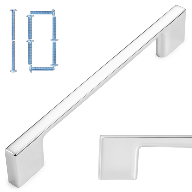 Alt view image 8 of 14 - 10 Pack 5 in Polished Chrome Cabinet Pulls, Drawer Handles P01 | Solid Metal, Sturdy, Comfortable, Wide Foot Hardware, Kitchen Cabinet Pulls, for Dresser Cupboard Bedroom Bathroom Vanity
