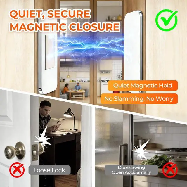 Alt view image 11 of 14 - 12 Pack Magnetic Cabinet Door Catch, Cabinet Magnets for Closure | No-drill install, 15 lb hold, embedded magnet, 48 thin and thick adhesive pads, easy-peel tabs, kitchens, closets and RVs
