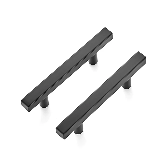 Alt view image 8 of 14 - Matte Black Square Cabinet Hardware Pulls 3 Inch 30 Pack | 5 Inch Overall Length, Round Foot Base, Stainless Steel, Kitchen Drawer Pulls, For Cupboards, Dressers, Cabinets