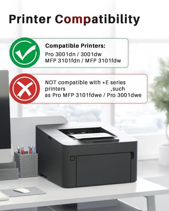 Alt view image 9 of 14 - 138X Black Toner Cartridge Compatible for HP W1380X 3001dw 3101fdw, 2 Pack | With Chip, Use with HP LaserJet Pro 3001dw 3001fdw MFP 3101fdw, High Yield 138X 138A Toner Ideal for Office & School Use