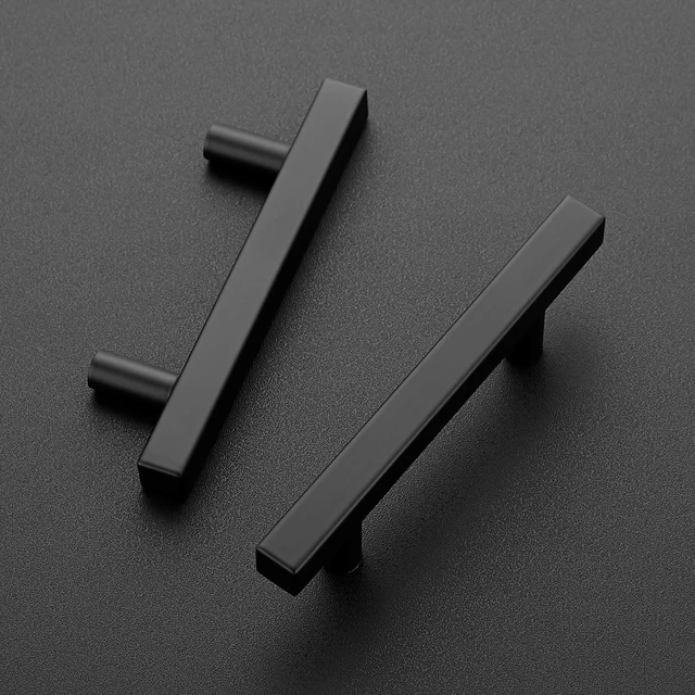 Alt view image 9 of 14 - Matte Black Square Cabinet Hardware Pulls 3 Inch 30 Pack | 5 Inch Overall Length, Round Foot Base, Stainless Steel, Kitchen Drawer Pulls, For Cupboards, Dressers, Cabinets