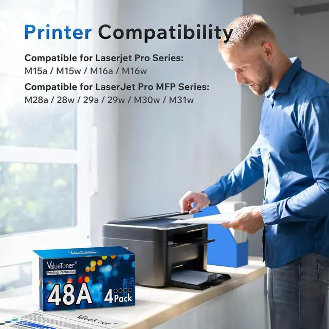 Alt view image 9 of 14 - 48A Toner Cartridge Replacement for HP 48A Toner Cartridge Black 4-Black | CF248A 248A High Yield Work for Pro M15w M16a M15a M16w MFP M31w M30w M29w Laser Printer