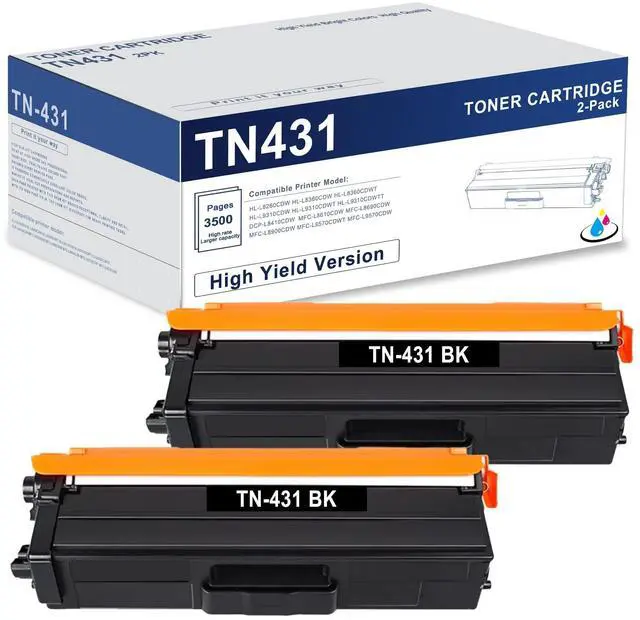 Alt view image 8 of 14 - TN-431 TN431 Black Toner Cartridge 2-Pack, Replacement for Brother TN431BK TN-431BK for HL-L8360CDW MFC-L8900CDW HL-L8260CDW MFC-L8610CDW HL-L8360CDWT Toner Printer (Approximately 3,500 Page)