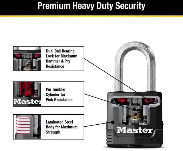 Alt view image 12 of 14 - Magnum Outdoor Padlock, Heavy Duty Keyed Lock, M115XDLF | 1-7/8-inch Weather Resistant Lock Protects Outdoor Storage and Fences, Tools & Job Boxes, Tough-Cut Boron-Carbide Shackle