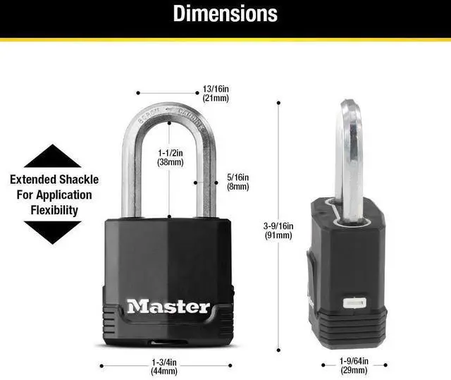 Alt view image 13 of 14 - Magnum Outdoor Padlock, Heavy Duty Keyed Lock, M115XDLF | 1-7/8-inch Weather Resistant Lock Protects Outdoor Storage and Fences, Tools & Job Boxes, Tough-Cut Boron-Carbide Shackle