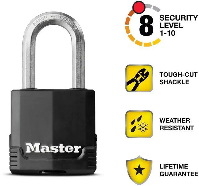 Alt view image 9 of 14 - Magnum Outdoor Padlock, Heavy Duty Keyed Lock, M115XDLF | 1-7/8-inch Weather Resistant Lock Protects Outdoor Storage and Fences, Tools & Job Boxes, Tough-Cut Boron-Carbide Shackle