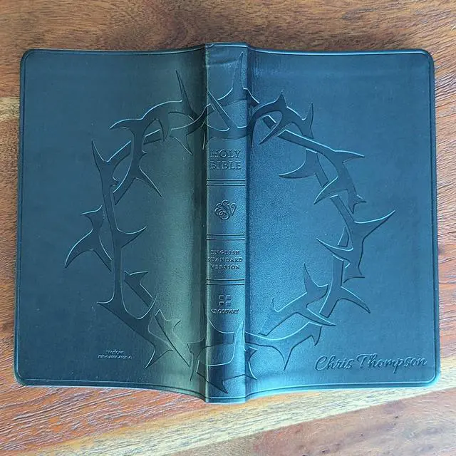 Alt view image 13 of 14 - Personalized ESV Gift Bible | English Standard Version | Custom Engraved Name with Crown of Thorns | Portable Thinline Bible | Christian Gift for Men & Women