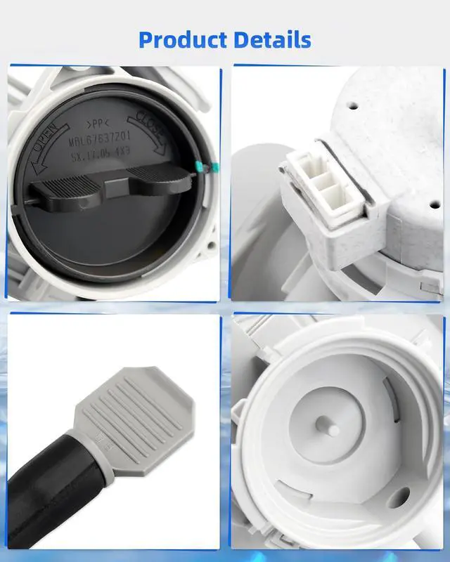 Alt view image 9 of 12 - AHA75693425 Washer Drain Pump Assembly Fit for LG Washer WM3400CW WM3600HVA Replacement for EAP12750085 AP6978815 PS12750085